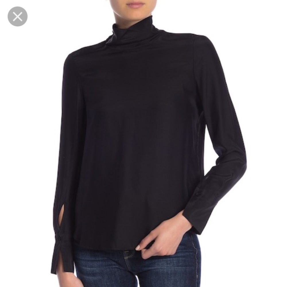 Frame Denim black silk blouse sz XS